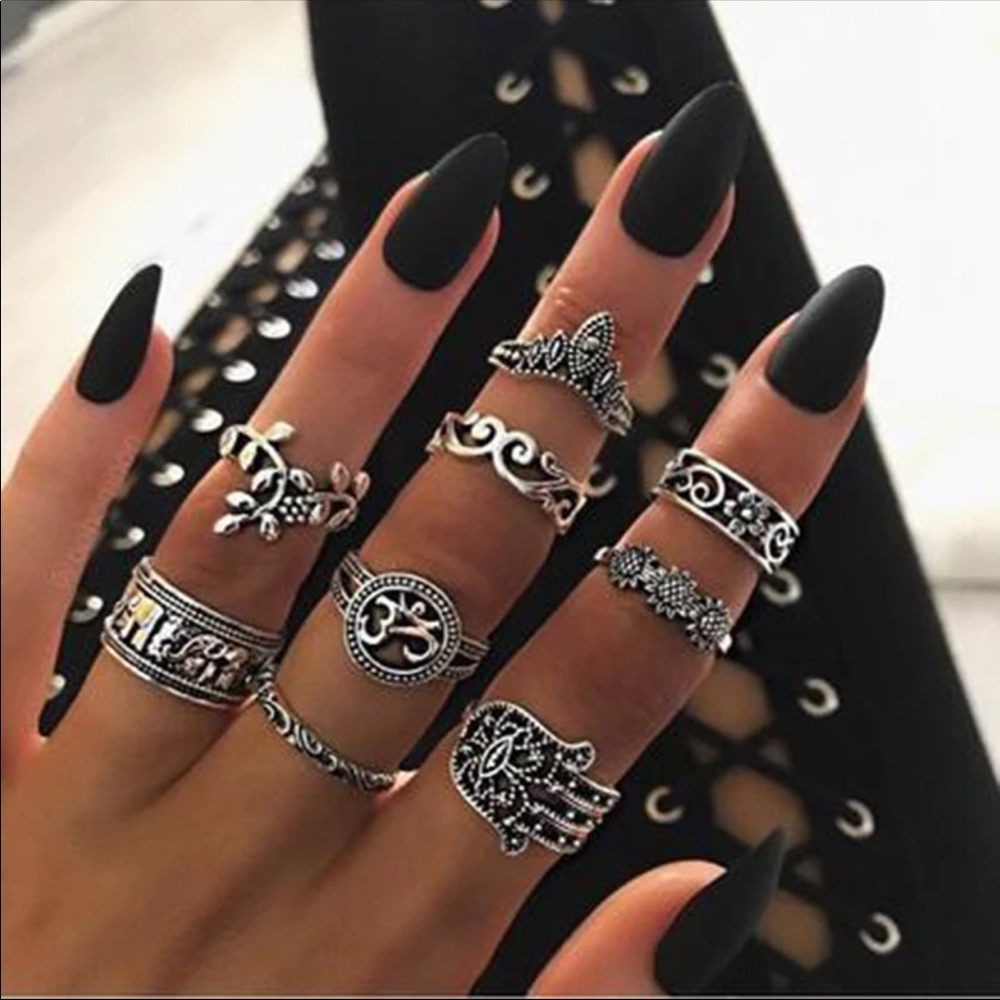 9Pcs/set Boho midi finger rings set